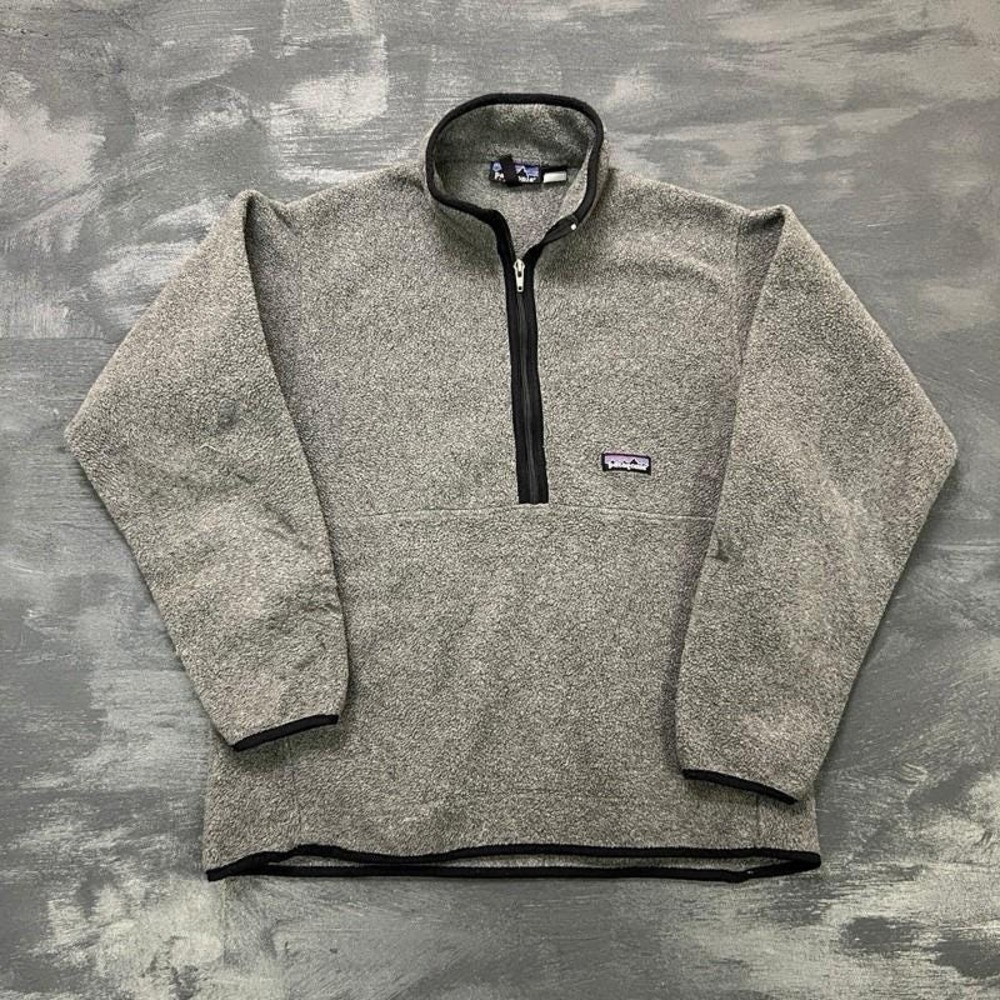 Vintage Patagonia Fleece Mens Medium Gray 1990s 1/2 Zip Synchilla